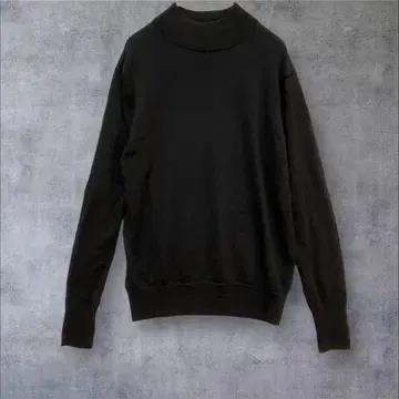 [ 무인양품 ] 긴팔 하이넥 니트 울 혼방 풀오버 블랙 S