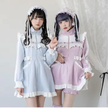 유메텐보 DearMyLove 메이드 저지 원피스 블루