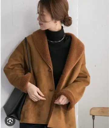 어반 리서치 도어즈 페이크 무스탕 숄카라 자켓 브라운