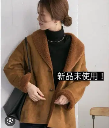 어반 리서치 도어즈 페이크 무스탕 숄카라 자켓 브라운