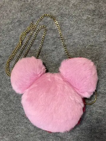 디즈니 미키 복슬복슬 숄더백 핑크 보르도 체인