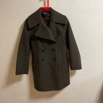 +J 다크 브라운 더블 브레스트 피 코트 S
