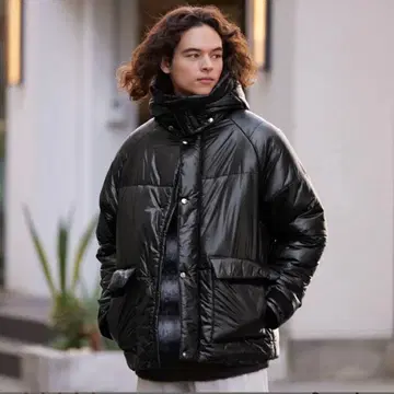 coca 블랙 2way 다운 자켓 후드 부착