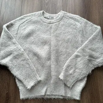 모헤어 믹스 샤기 크루넥 니트 풀오버