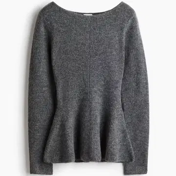 H&M 리브 니트 페플럼 상의 다크 그레이 S 사이즈