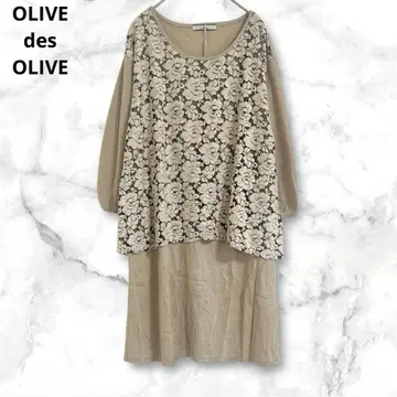 올리브데올리브 꽃무늬 튜닉 원피스 무릎 기장 베이지 Free