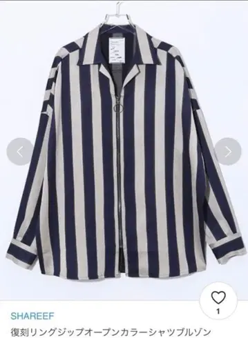 SHAREEF 오픈 카라 셔츠 블루종