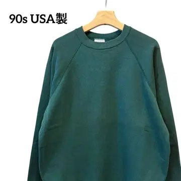 90s USA제  래글런 슬리브 무지 맨투맨
