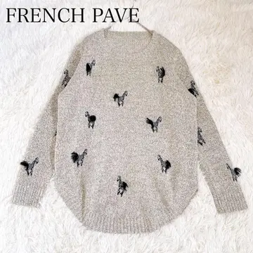 프렌치 파베 얼룩말이 뛰어다니는 자수 니트 말 자수 그레이 스웨터 애니멀