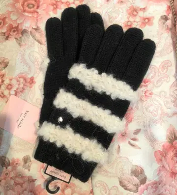 kate spade 스트라이프 장갑 새상품 블랙/화이트