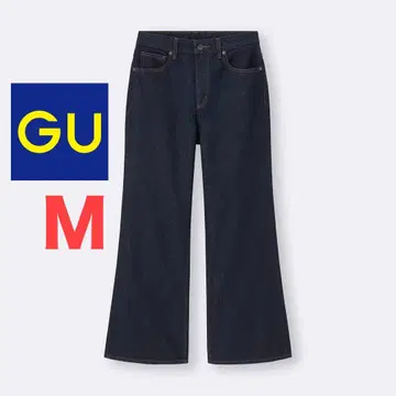 GU 새상품 와이드 플레어 청바지/데님 팬츠 진한 블루/네이비 M