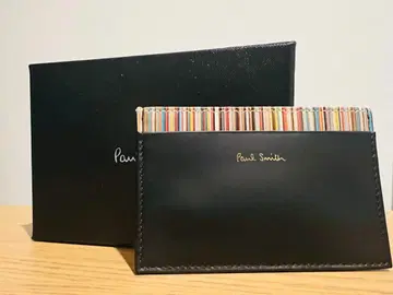 Paul Smith 카드 케이스 명함지갑 블랙 x 멀티 컬러 스트라이프