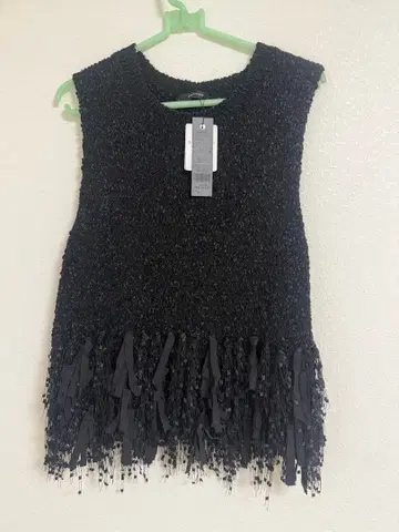 새상품 미사용 택 포함! JEANASIS 블랙 프린지 베스트 사이즈 F