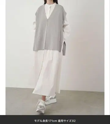 택 포함 새상품 ELENDEEK 니트 베스트 레이어드 셔츠 원피스 01