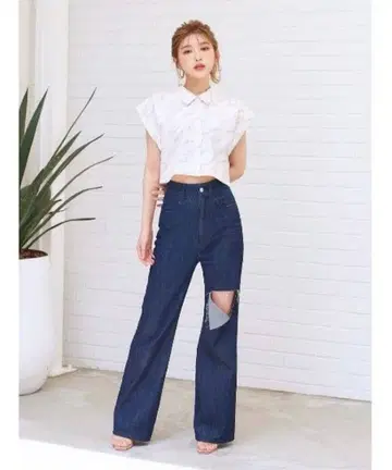 다리치 레이스업 와이드 데님