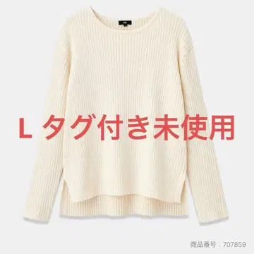 PLST [컬러 믹스 보트넥 스웨터 화이트 L