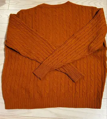 ZUME 오렌지 케이블 니트 스웨터 L