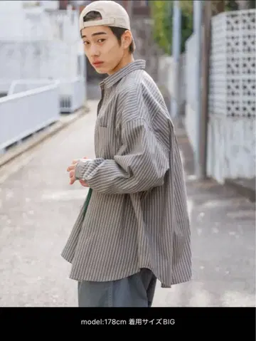 셔츠 이지케어 패턴 롱 슬리브 셔츠 Big