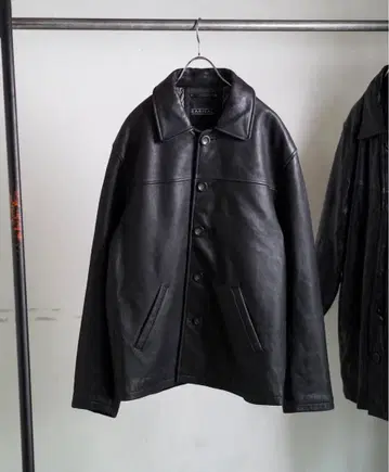 빈티지 블랙 가죽 카 코트