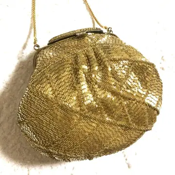 빈티지 파티 백, 아주 모가스러운 반짝이는 골드 비즈