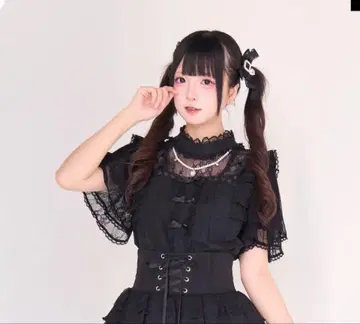 NoGenki 지뢰 상의 반팔 펄 체인 블라우스