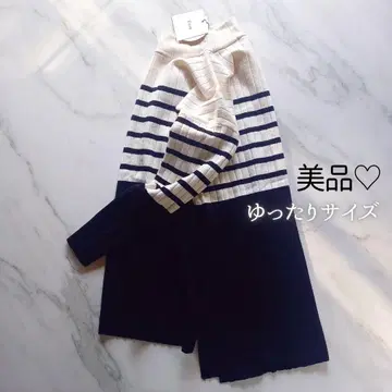 시착만 한 상품 엘르 니트 보더 비대칭 오버 사이즈 S M