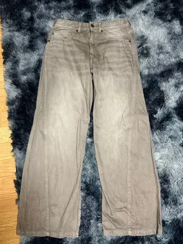 그레이 와이드 레그 데님 팬츠