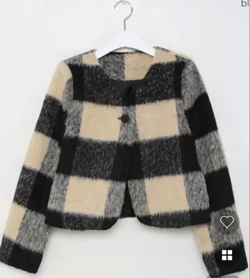 블랙 베이지 체크 자켓