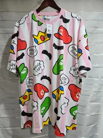 USJ 슈퍼 마리오 올 패턴 T셔츠 핑크 유니버셜 스튜디오