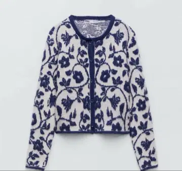 ZARA 꽃무늬 가디건 L 사이즈 네이비