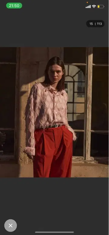 / 시스루 자카드 프린지 셔츠