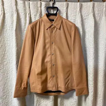 Lui's 천연 가죽 베이지 가죽 셔츠 자켓 양가죽