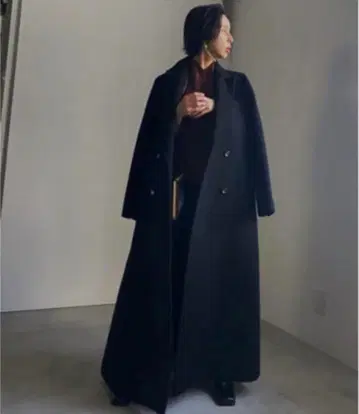 [정품] 아메리빈티지 백 플리츠 울 코트 블랙 S사이즈