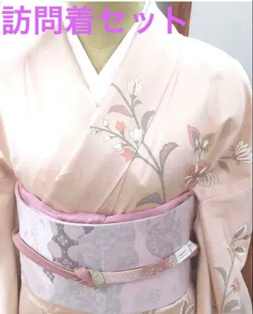 꽃무늬 호몬기 후쿠로 오비 오비 장식 천 허리띠 세트