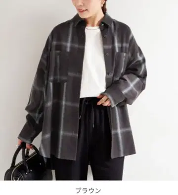 B.C STOCK 헤더 비에라 체크 빅 셔츠 브라운