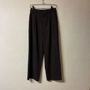 UNIQLO 턱 와이드 팬츠 다크 브라운 M 밑단 기장 수선 완료