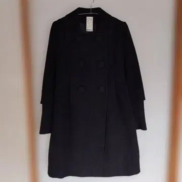 블랙 더블 브레스트 롱 코트