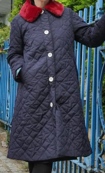 택 포함 MJR 바이 마치코 진토 퍼 티펫 포함 별 패턴 퀼팅 코트