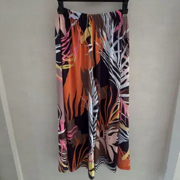 트로피컬 리프 꽃무늬 허리밴딩 와이드 레그 팬츠