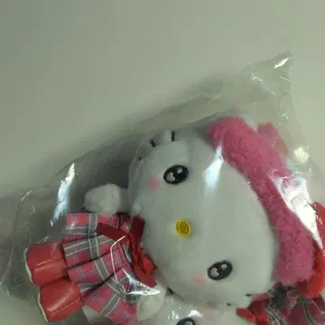 헬로키티 봉제 인형 체크 무늬