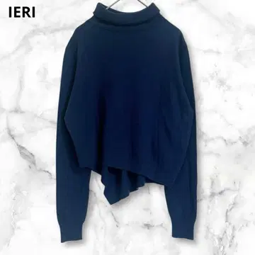 이엘리 네이비 터틀넥 긴팔 니트 얇은 소재 스웨터 아크릴 혼방 M