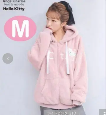 헬로키티 후드 부착 후드티 M 라이트 핑크