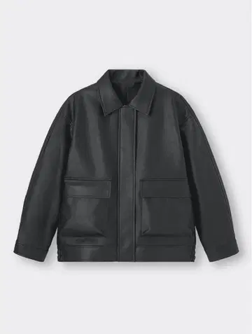 GU 인조 가죽 오버 사이즈 자켓 XL 블랙