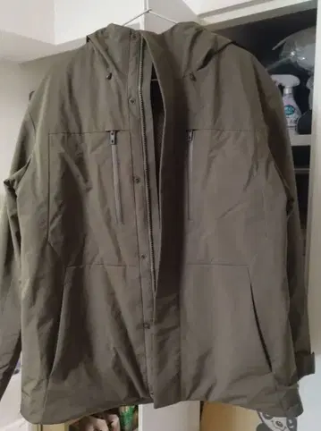 유니클로 하이브리드 다운 후드티 XL 다크 브라운