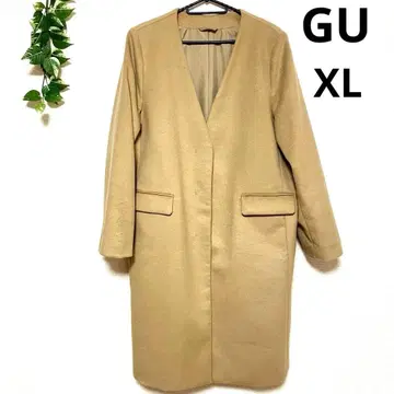 GU 울 블렌드 노카라 롱 코트 XL