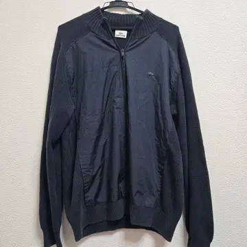 LACOSTE 지퍼 블루종 이소재 절개 네이비