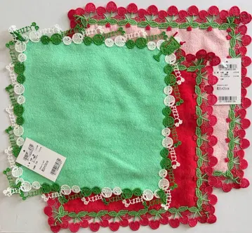 친레이스 손수건 3개 세트 크림 소다 체리