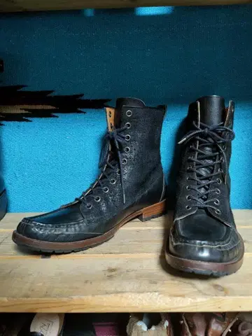 [ 초 레어 ] 쇼세 남성용 가죽 부츠 블랙 오일 바케타