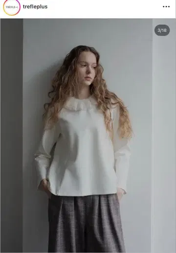 [새상품] TREFLE+1 페더 옷깃 상의