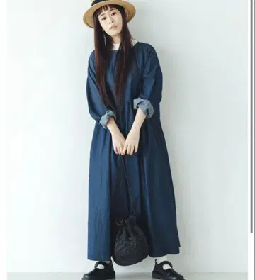 앞뒤 착용 데님 원피스